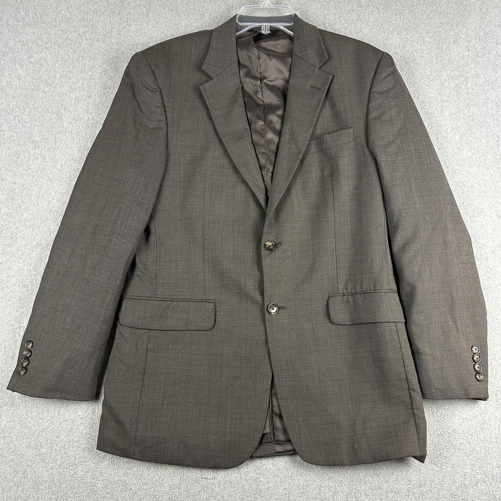 Jos A Bank Suit Jacket Mens 40R Gray Check Wool 2 Button Notch Lapel Classic Fit